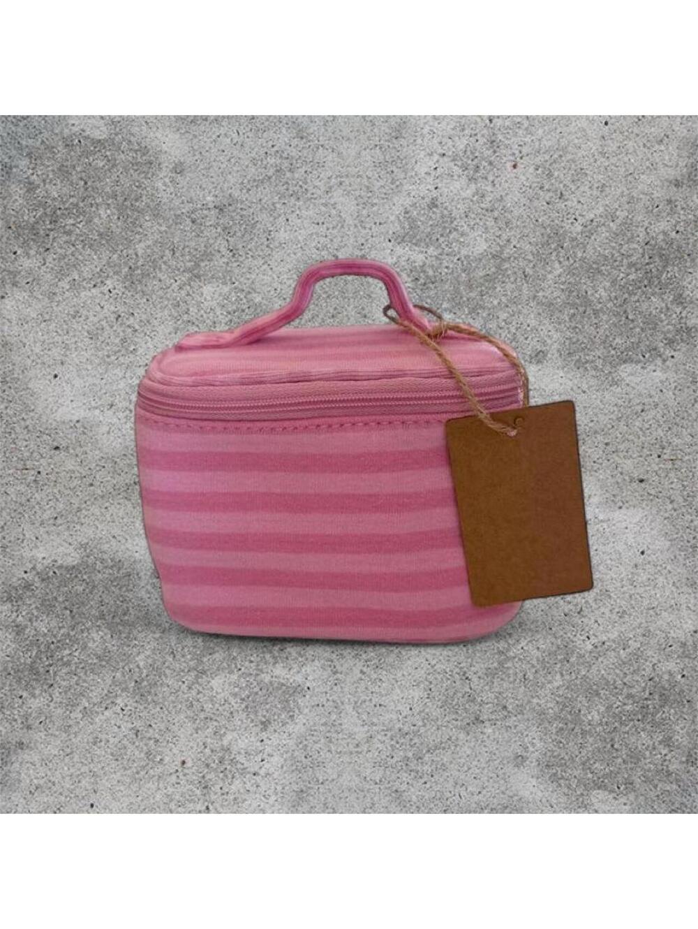 Brandy Melville pink striped makeup bag